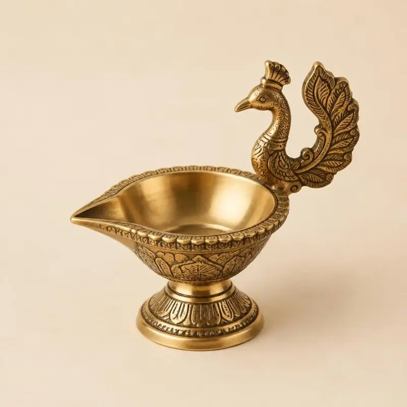 Peacock Brass Diya
